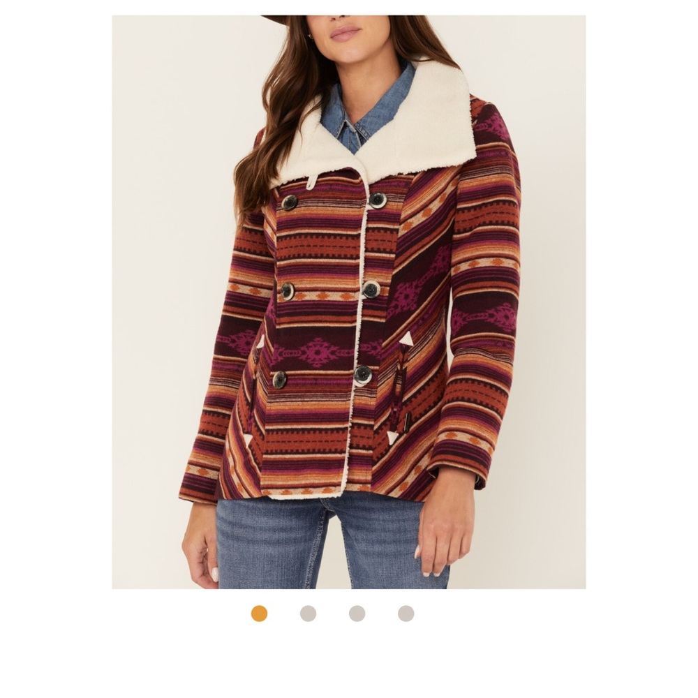 BNWOT Powder River Outfitters Southwestern Jacquard & Sherpa Lined Coat